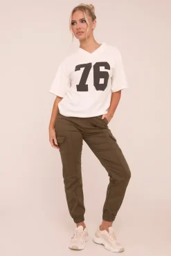 Rebellious Fashion Khaki Cuffed Cargo Trousers - Genesis