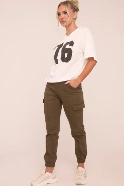 Rebellious Fashion Khaki Cuffed Cargo Trousers - Genesis