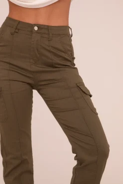 Rebellious Fashion Khaki Cuffed Cargo Trousers - Genesis