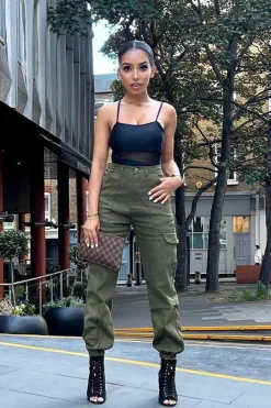 Rebellious Fashion Khaki Cuffed Cargo Trousers - Genesis