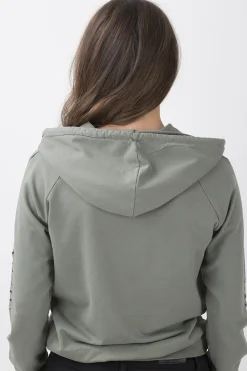 Rebellious Fashion Khaki Distressed Hoodie - Kiera