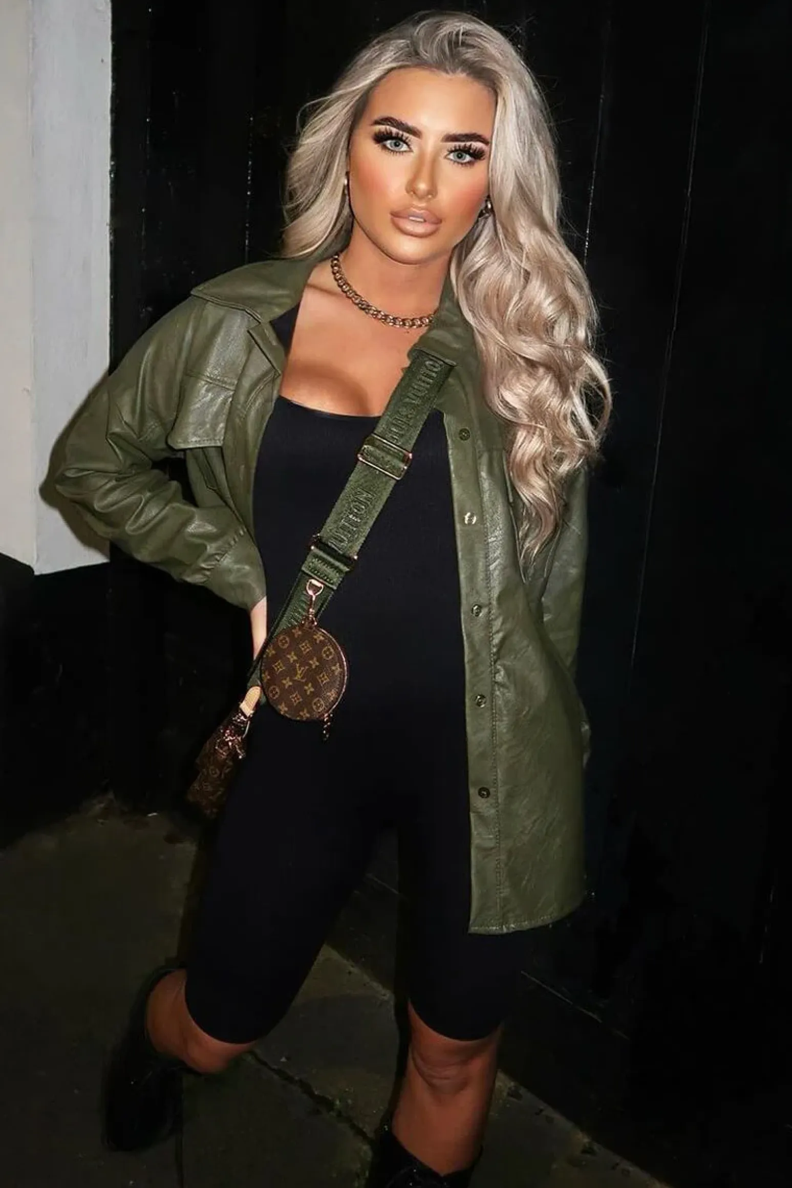 Rebellious Fashion Khaki Faux Leather Shacket - Leiyah