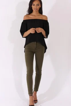 Rebellious Fashion Khaki High Waisted Skinny Jeans - Riley