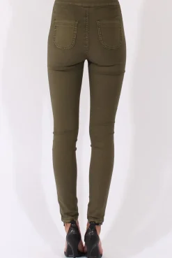 Rebellious Fashion Khaki High Waisted Skinny Jeans - Riley