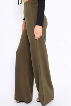 Rebellious Fashion Khaki High Waist Flare Trousers -Tisha