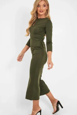 Rebellious Fashion Khaki Keyhole Top Culotte Co-Ord - Raelinn