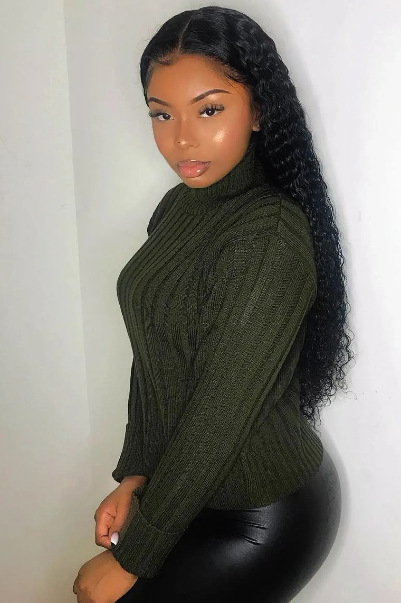 Rebellious Fashion Khaki Knit High Neck Jumper - Jaelynn