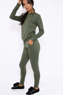 Rebellious Fashion Khaki Loungewear Set - Josie