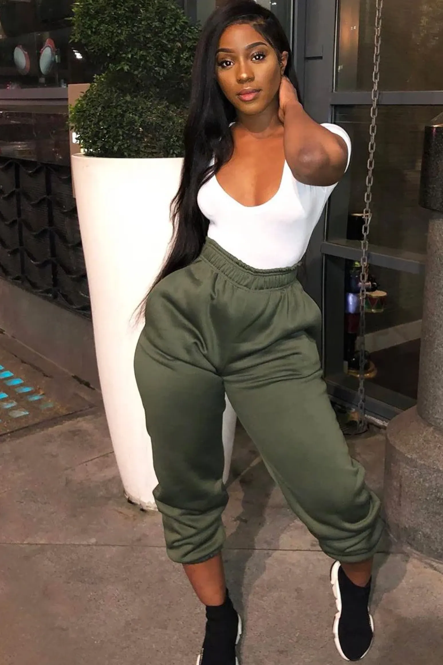 Rebellious Fashion Khaki Oversized Joggers - Erica