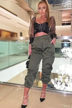 Rebellious Fashion Khaki Oversized Joggers - Erica