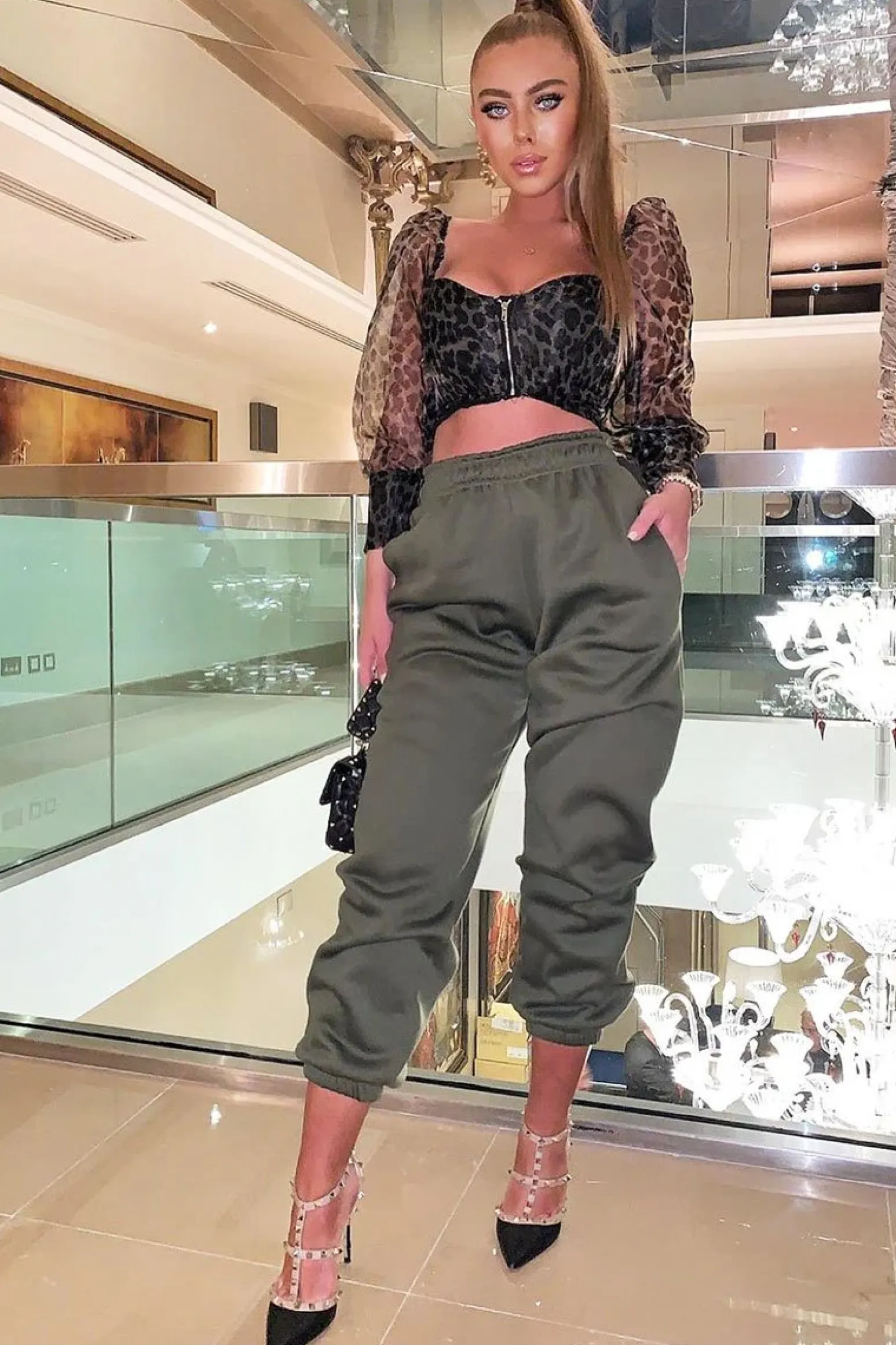 Rebellious Fashion Khaki Oversized Joggers - Erica