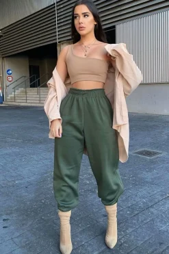 Rebellious Fashion Khaki Oversized Joggers - Erica