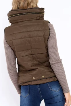 Rebellious Fashion Khaki Padded Gilet - Ariella
