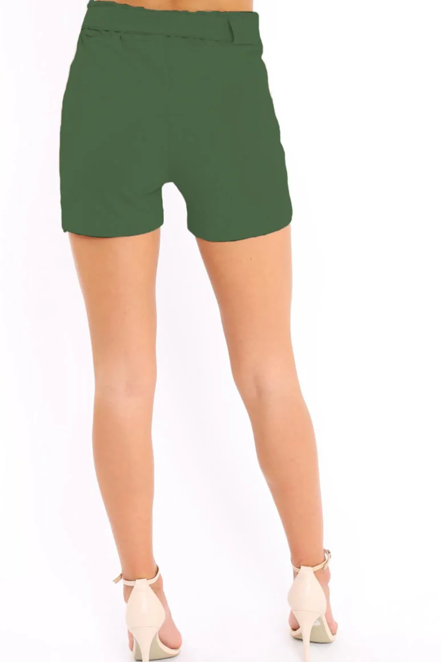 Rebellious Fashion Khaki Paperbag Tie Waist Shorts - Billie