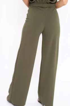 Rebellious Fashion Khaki Paper Bag Tie Waist Wide Leg Trousers - Kennedy