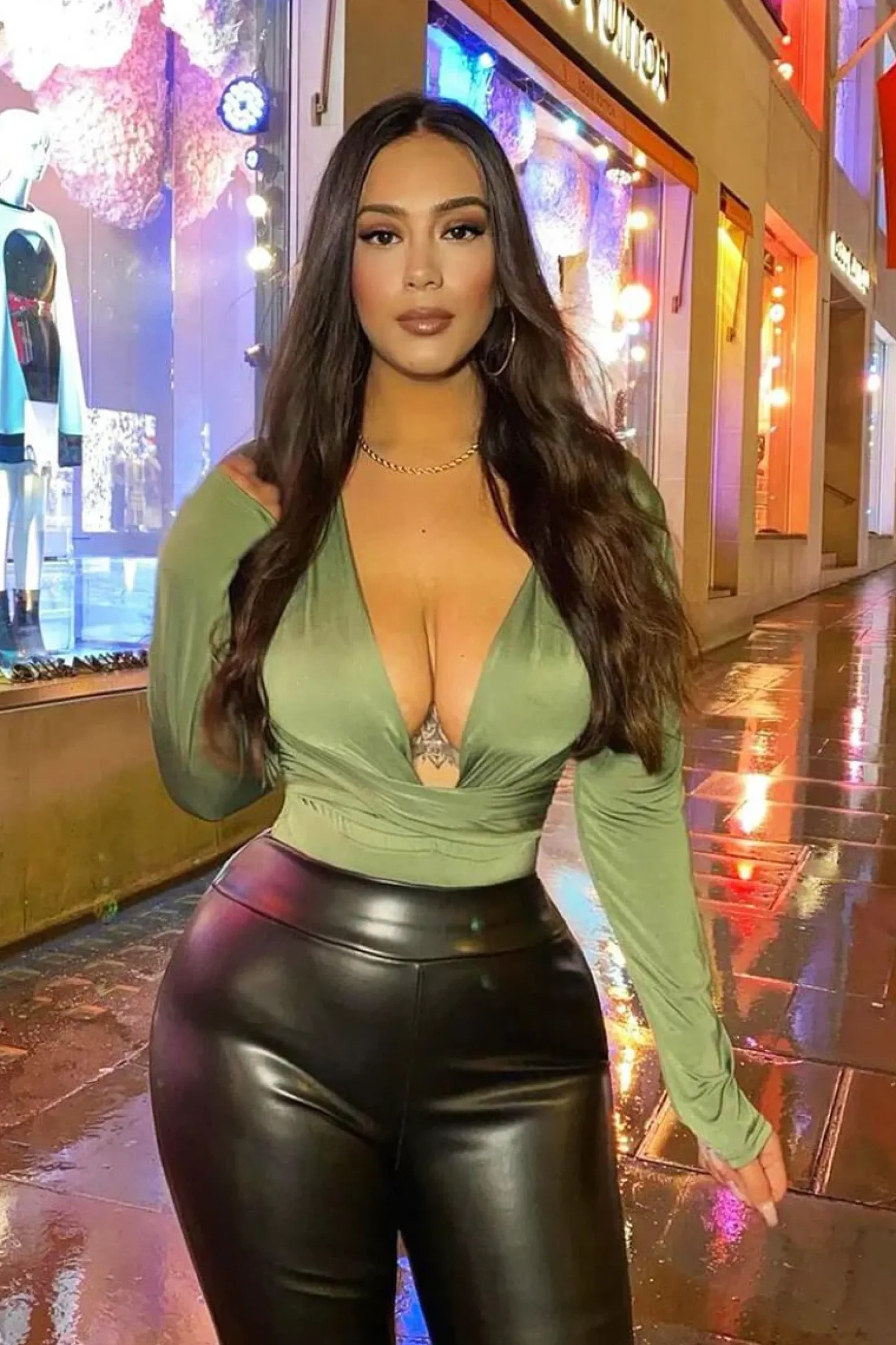 Rebellious Fashion Khaki Plunging Wrap Middle Bodysuit - Ivyrose