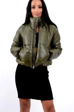 Rebellious Fashion Khaki Puffer Coat - Alyssa