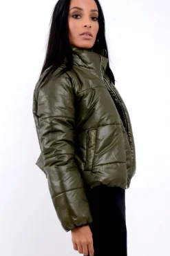 Rebellious Fashion Khaki Puffer Coat - Alyssa