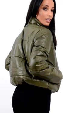 Rebellious Fashion Khaki Puffer Coat - Alyssa