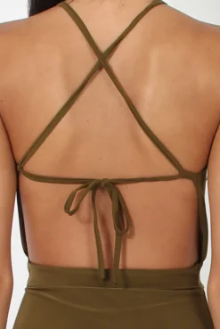 Rebellious Fashion Khaki Ruched Side Dress - Allisa