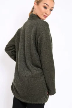 Rebellious Fashion Khaki Shimmery Cardigan - Nicky