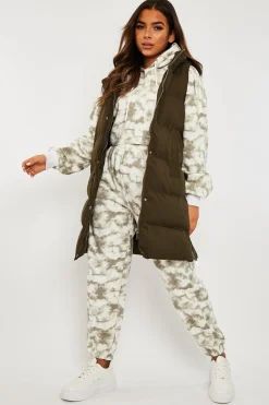 Rebellious Fashion Khaki Side Zip Long Sleeveless Puffer Coat - Priyah
