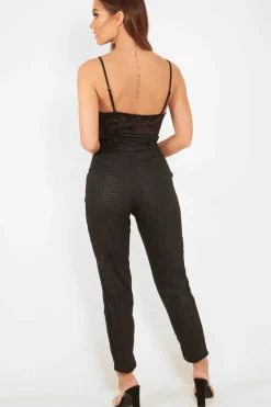Rebellious Fashion Khaki Snake Print Lace Panelled Bodysuit - Lenya
