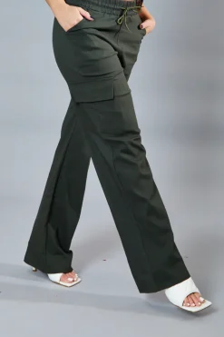 Rebellious Fashion Khaki Straight Leg Cargo Trousers - Rian