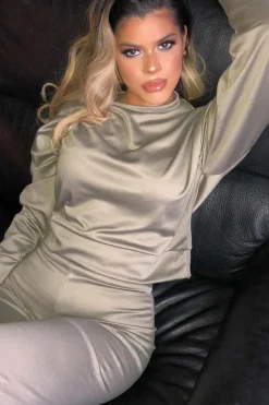 Rebellious Fashion Khaki Sweatshirt Slim Jogger Tracksuit - Erieanna