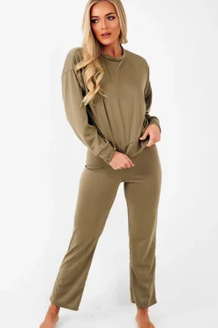 Rebellious Fashion Khaki Sweatshirt Slim Jogger Tracksuit - Erieanna