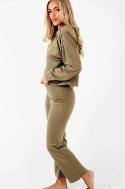 Rebellious Fashion Khaki Sweatshirt Slim Jogger Tracksuit - Erieanna