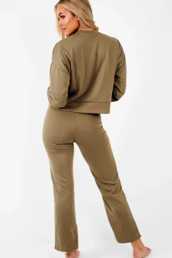Rebellious Fashion Khaki Sweatshirt Slim Jogger Tracksuit - Erieanna