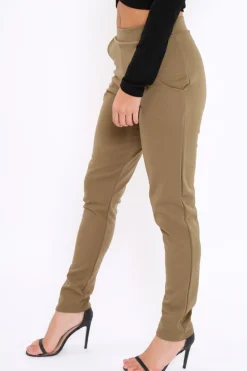 Rebellious Fashion Khaki Tapered Leg Trousers - Rennie