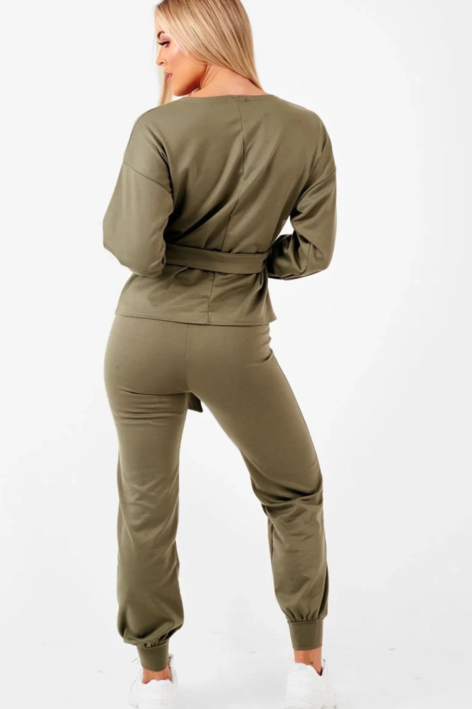 Rebellious Fashion Khaki Tie at Waist Tracksuit - Sammie