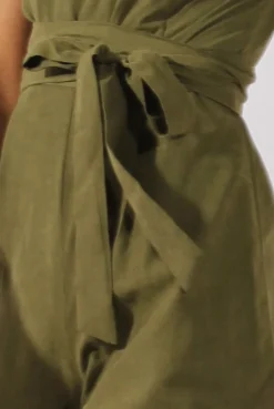 Rebellious Fashion Khaki Tie Back Playsuit - Lunah