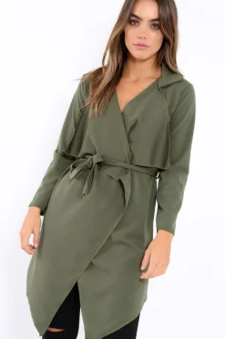 Rebellious Fashion Khaki Waterfall Frill Jacket - Bexley