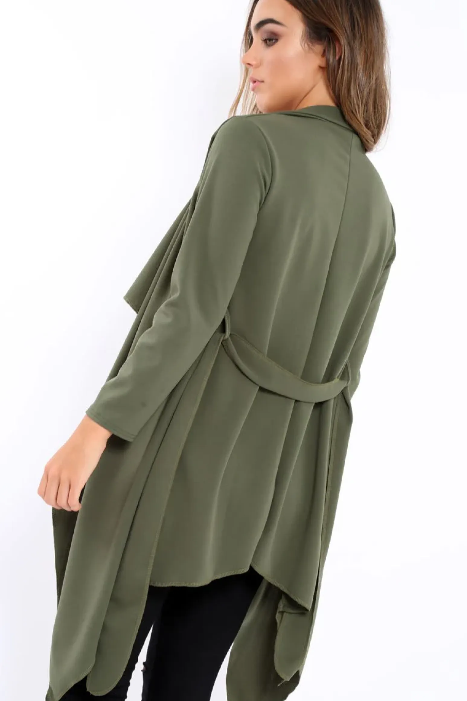 Rebellious Fashion Khaki Waterfall Frill Jacket - Bexley