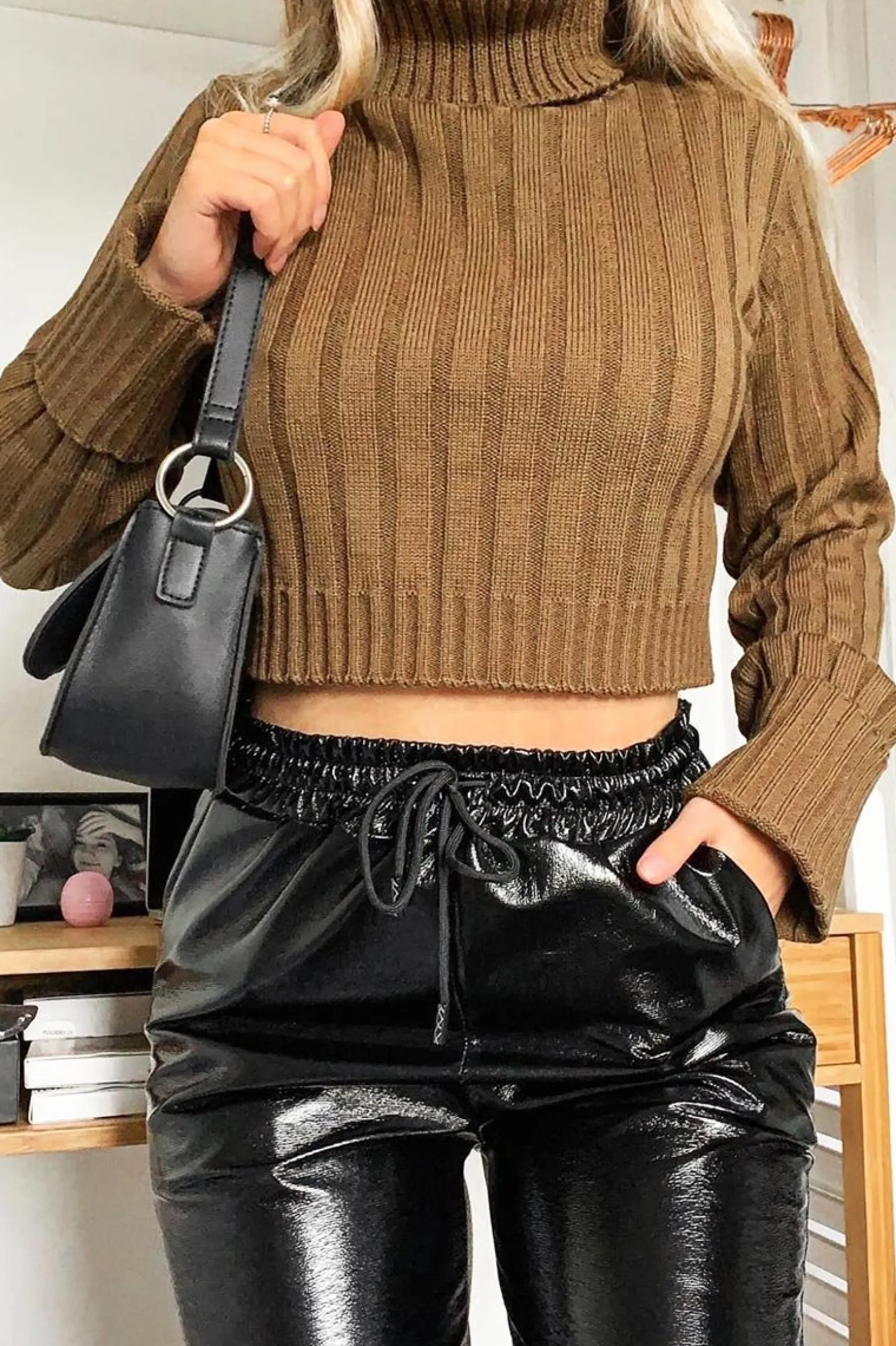 Rebellious Fashion Khaki Wide Rib Roll Neck Jumper - Joyanna