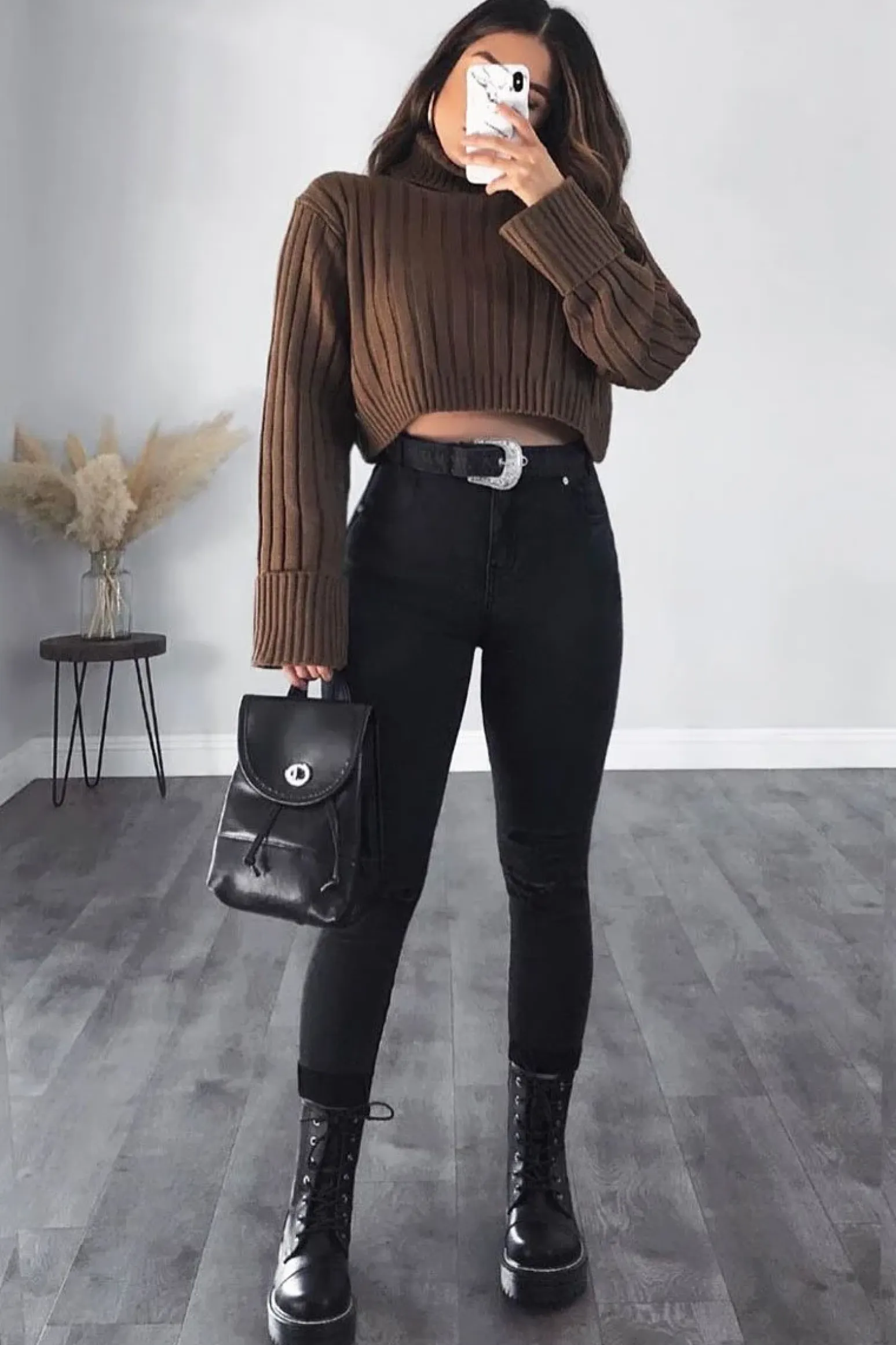 Rebellious Fashion Khaki Wide Rib Roll Neck Jumper - Joyanna