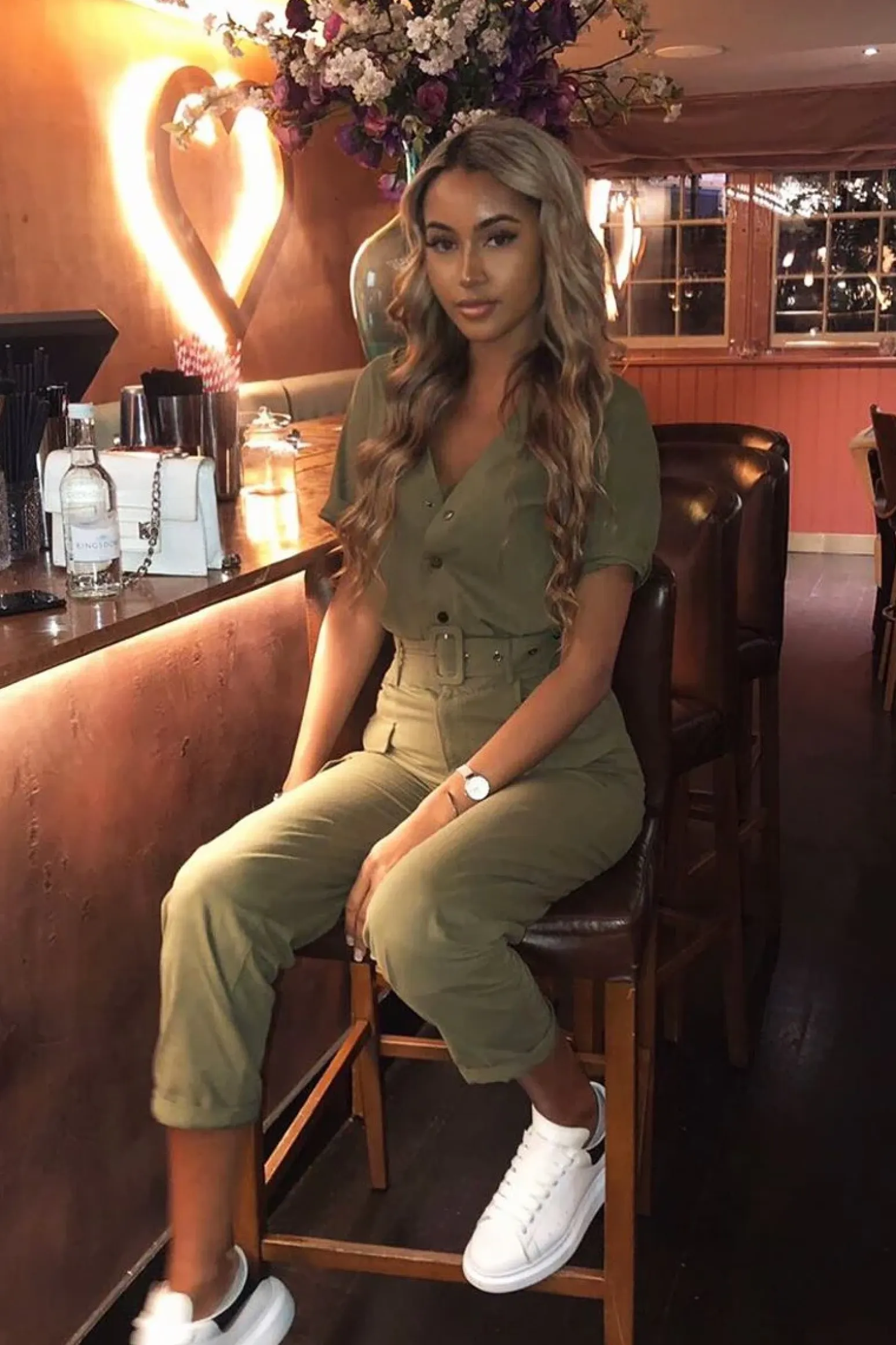 Rebellious Fashion Khaki Woven Button Front Belted Jumpsuit - Suzanna