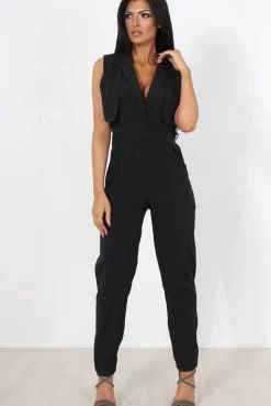 Rebellious Fashion Khloe Black V Front Jumpsuit