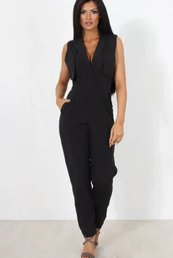 Rebellious Fashion Khloe Black V Front Jumpsuit