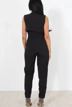 Rebellious Fashion Khloe Black V Front Jumpsuit