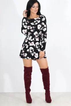 Rebellious Fashion Khloe Blue Floral Long Sleeved Playsuit