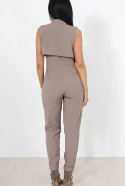 Rebellious Fashion Khloe Grey V Front Jumpsuit