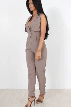 Rebellious Fashion Khloe Grey V Front Jumpsuit