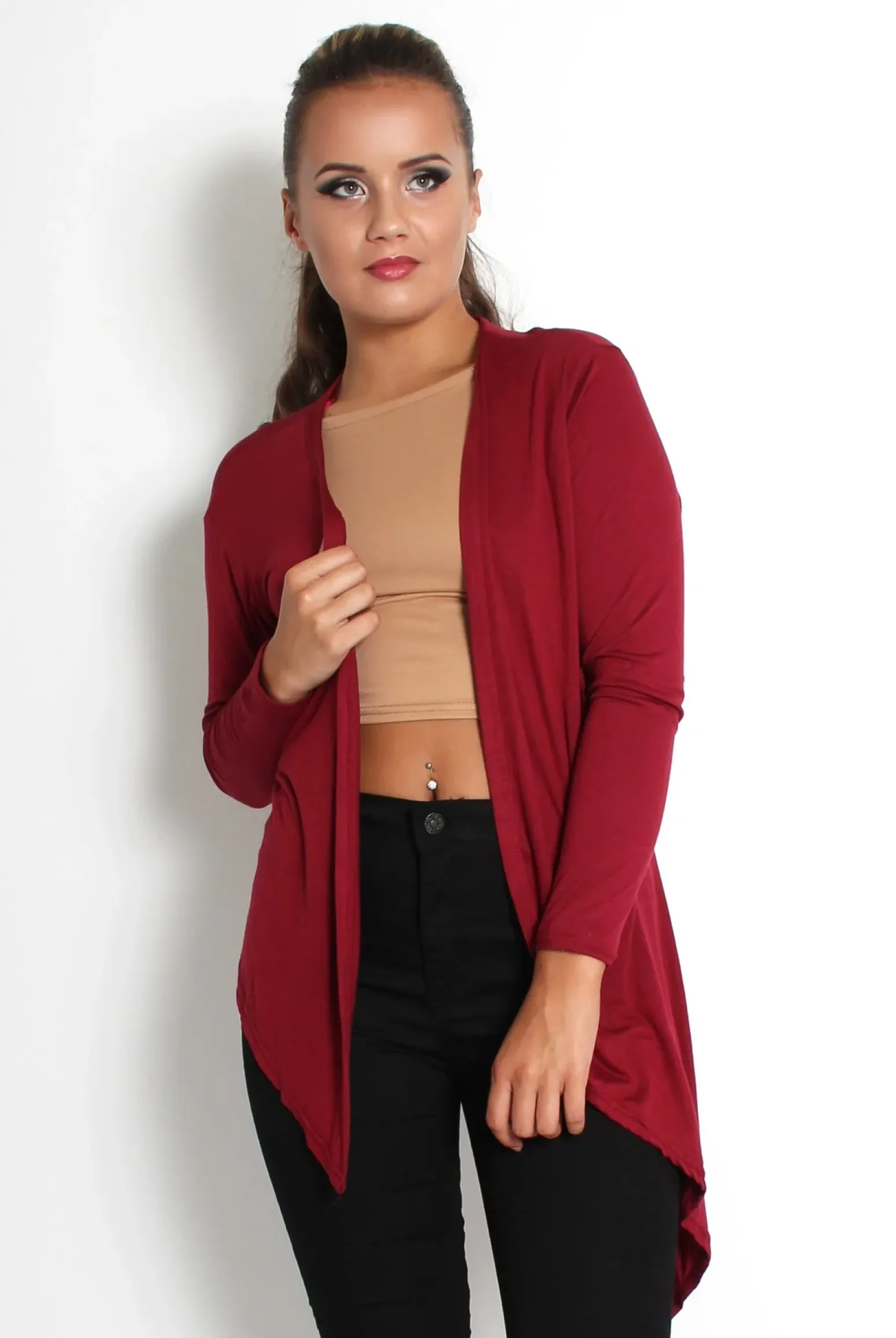Rebellious Fashion Kimmy Wine Asymmetric Jacket