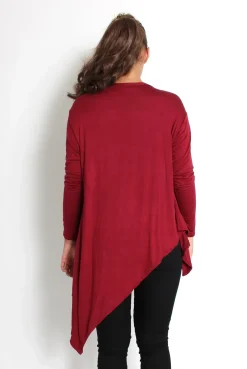 Rebellious Fashion Kimmy Wine Asymmetric Jacket