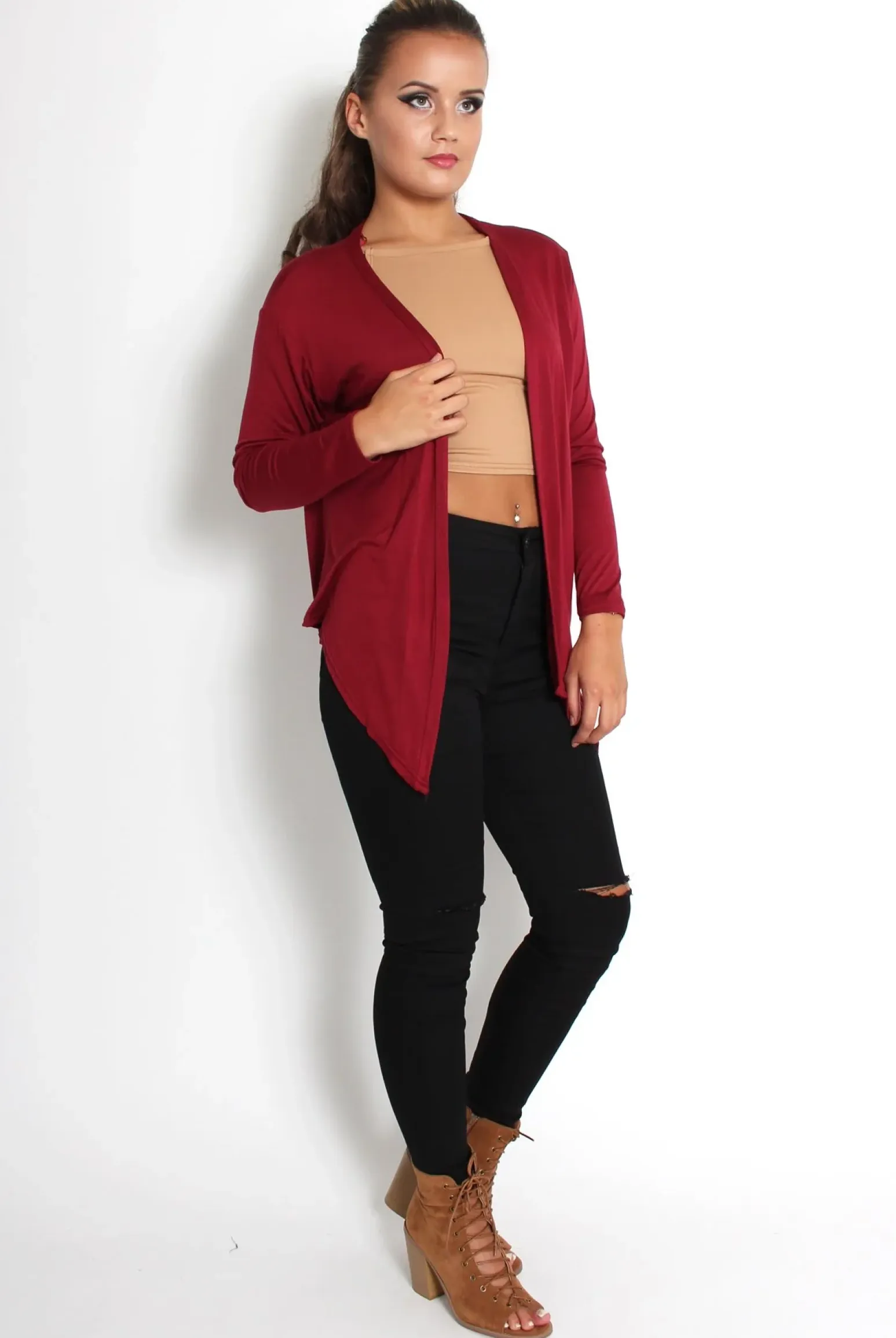 Rebellious Fashion Kimmy Wine Asymmetric Jacket
