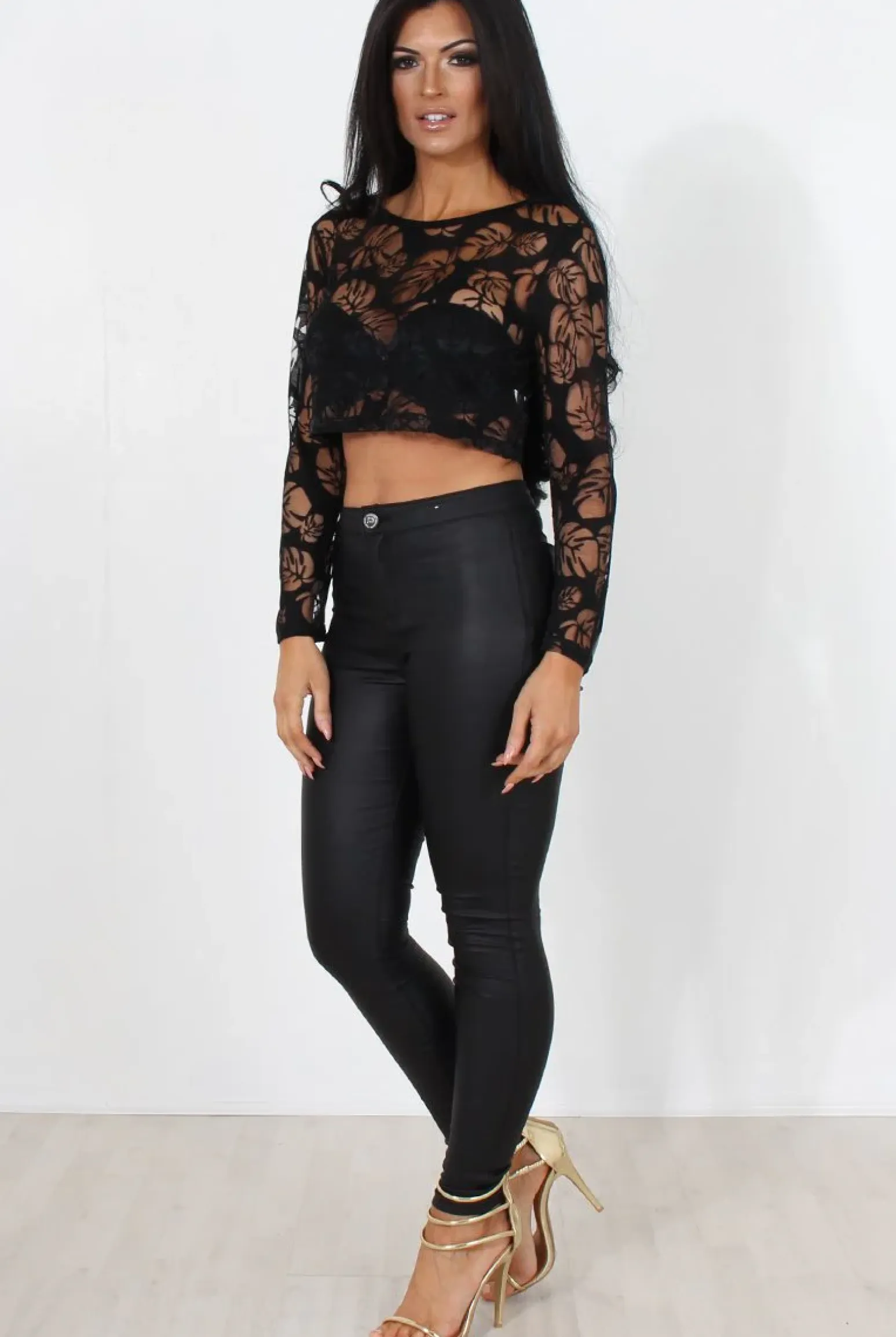 Rebellious Fashion Kira Black Burn Out Crop Top